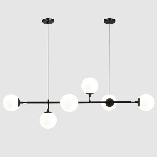 KCO Lighting Lustre doré moderne linéaire à 6 lumières pour îlot de cuisine, hauteur réglable en forme de globe en verre gris fumé