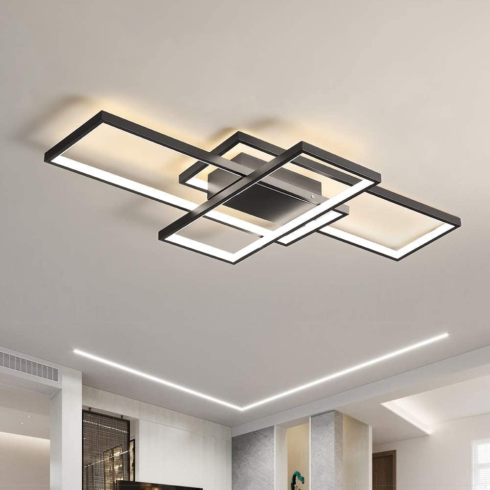 Lustre LED Rectangulaire Dimmable avec Télécommande