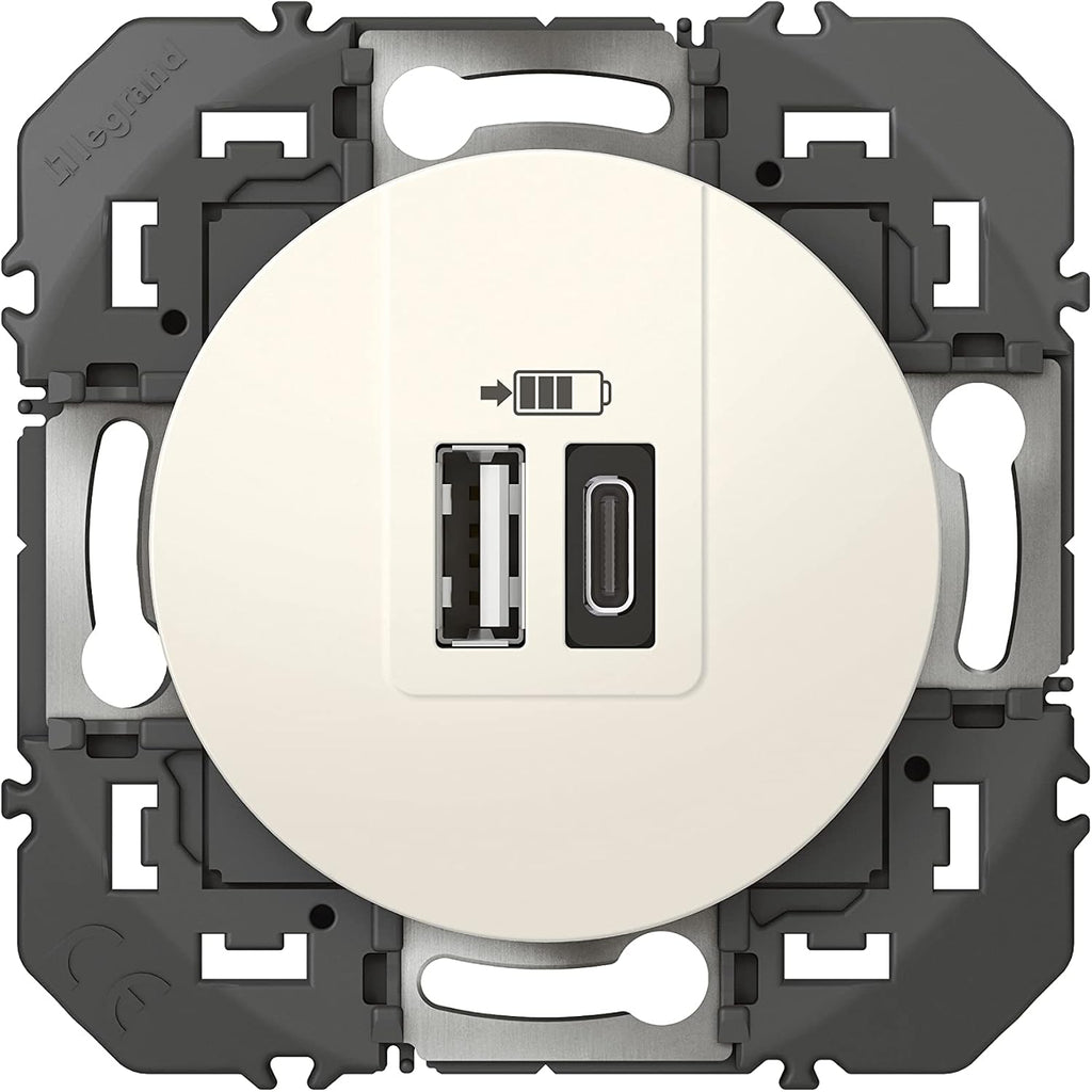 USB-A USB-C Doppel-Ladesteckdose LEGRAND Dooxie 3A
