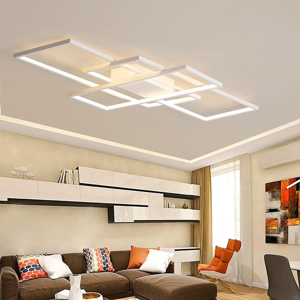 Lustre LED Rectangulaire Dimmable avec Télécommande