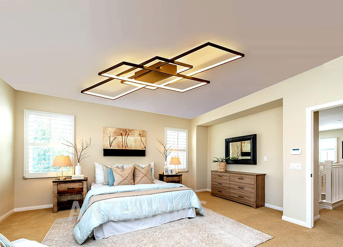 Lustre LED Rectangulaire Dimmable avec Télécommande
