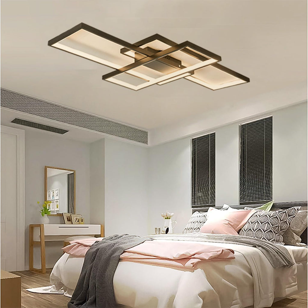 Lustre LED Rectangulaire Dimmable avec Télécommande
