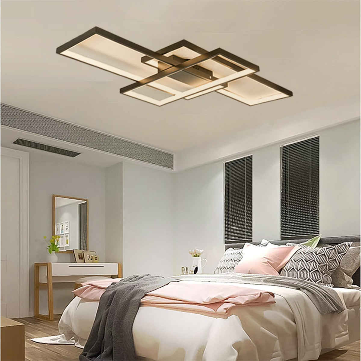 Lustre LED Rectangulaire Dimmable avec Télécommande
