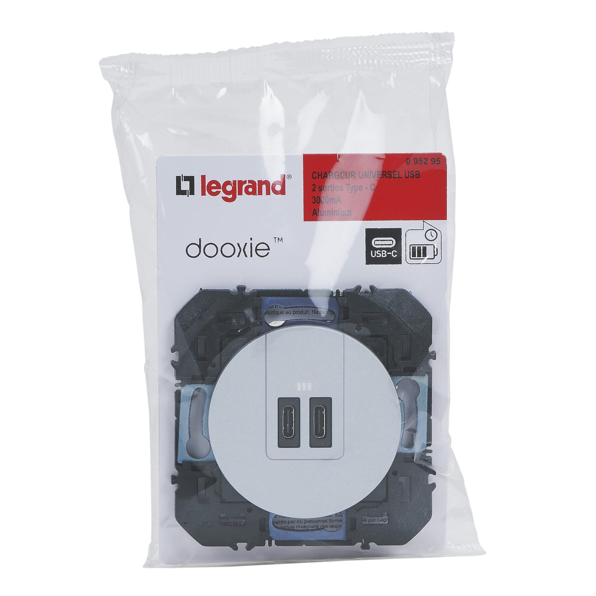 Prise Double Chargeur USB-A USB-C LEGRAND Dooxie 3A