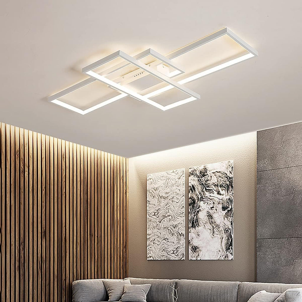 Lustre LED Rectangulaire Dimmable avec Télécommande