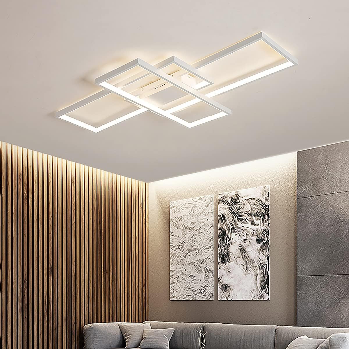 Lustre LED Rectangulaire Dimmable avec Télécommande