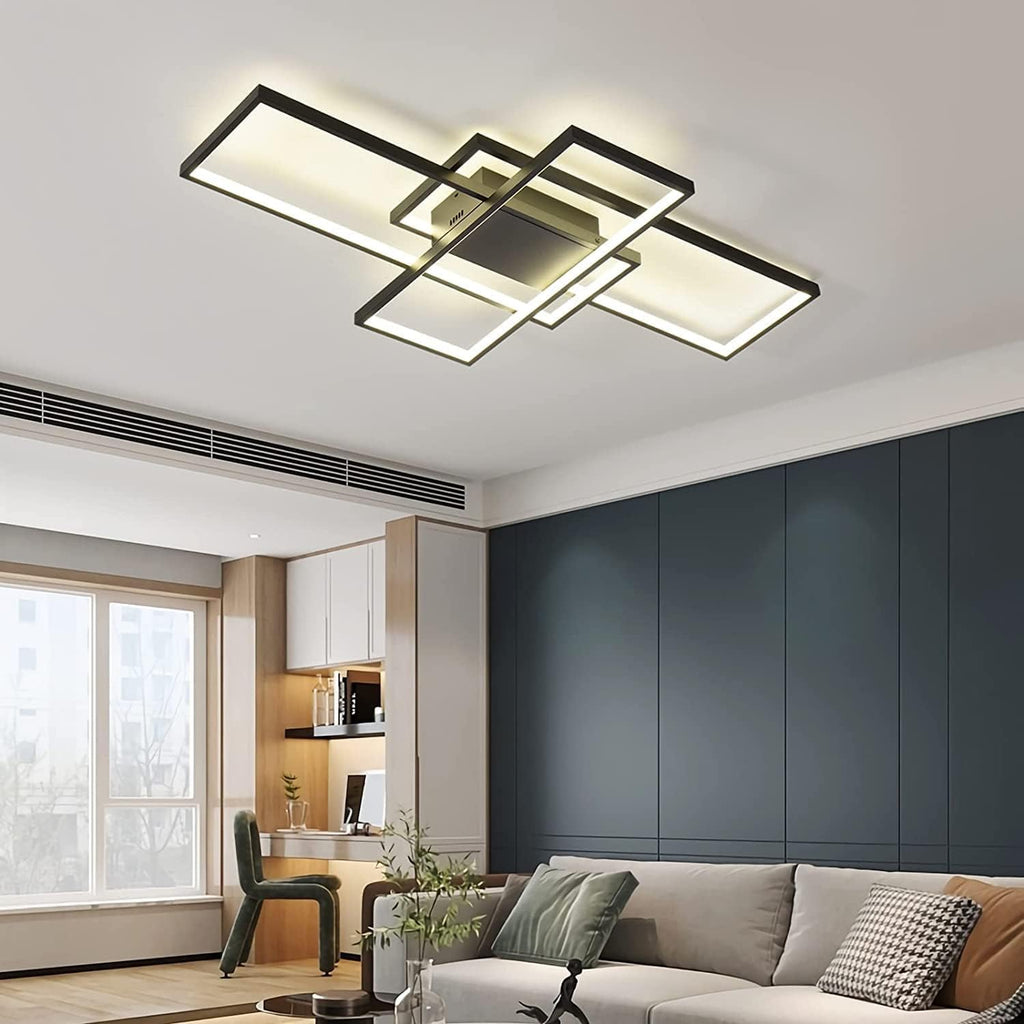 Lustre LED Rectangulaire Dimmable avec Télécommande