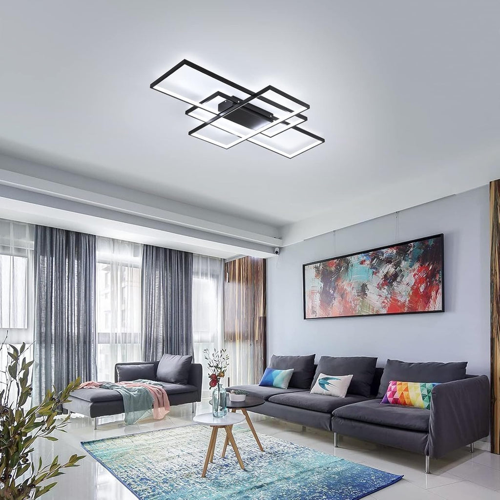 Lustre LED Rectangulaire Dimmable avec Télécommande