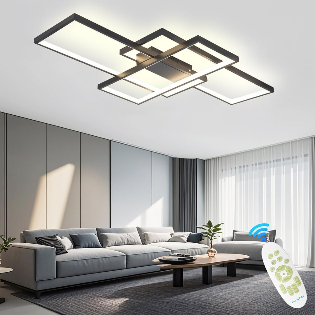 Lustre LED Rectangulaire Dimmable avec Télécommande