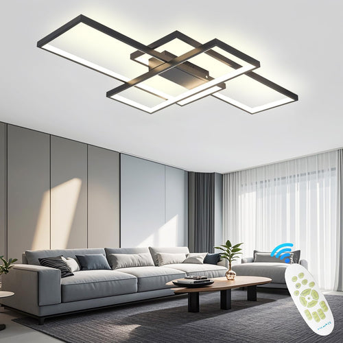 Lustre LED Rectangulaire Dimmable avec Télécommande