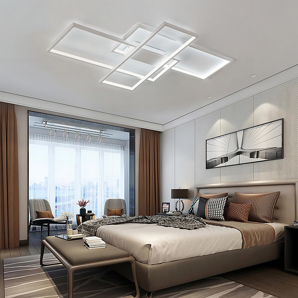 Lustre LED Rectangulaire Dimmable avec Télécommande